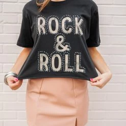 Distressed Vintage Couture Ladies' Black Rock & Roll Tee