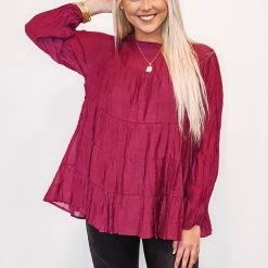 Purple Door Boutique New Arrivals Stylish Magenta Babydoll Top