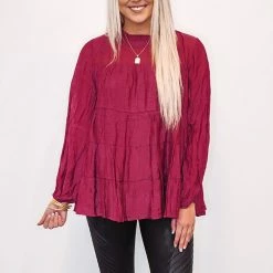 Purple Door Boutique New Arrivals Stylish Magenta Babydoll Top