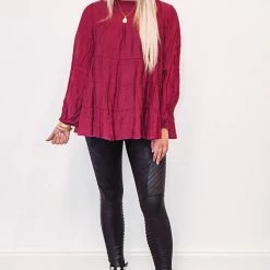 Purple Door Boutique New Arrivals Stylish Magenta Babydoll Top
