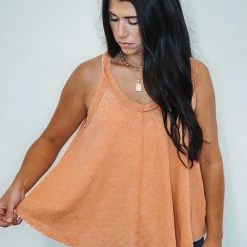 Purple Door Boutique Rust Mineral Washed Tank Top Summer SALE