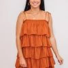 Purple Door Boutique Rustic Brown Tiered Mini Dress Ladies'