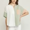 The Purple Door Boutique True Wish Sage Colorblock Top New Arrivals