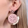 Purple Door Boutique Santa Barbara Embellished Pink Earrings Jewelry