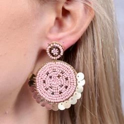 Purple Door Boutique Santa Barbara Embellished Pink Earrings Jewelry