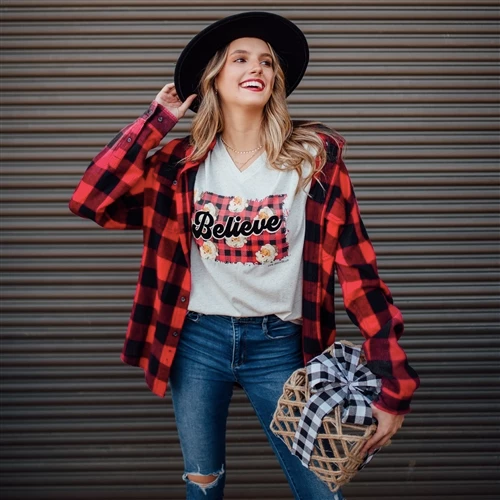 Pink Armadillos Ladies' Believe Santa Claus Graphic Tee 1 Pink Armadillos Ladies' Believe Santa Claus Graphic Tee