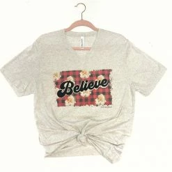 Pink Armadillos Ladies' Believe Santa Claus Graphic Tee