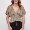 Purple Door Boutique Satin Feels Animal Print Top