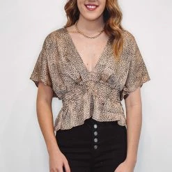 Purple Door Boutique Satin Feels Animal Print Top