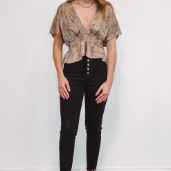 Purple Door Boutique Satin Feels Animal Print Top