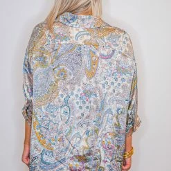 Purple Door Boutique New Arrivals Sassy Satin Multicolor Print Top