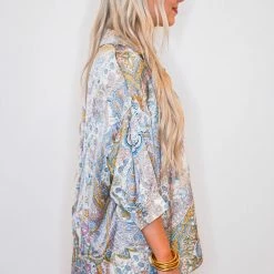 Purple Door Boutique New Arrivals Sassy Satin Multicolor Print Top