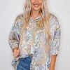 Purple Door Boutique New Arrivals Sassy Satin Multicolor Print Top