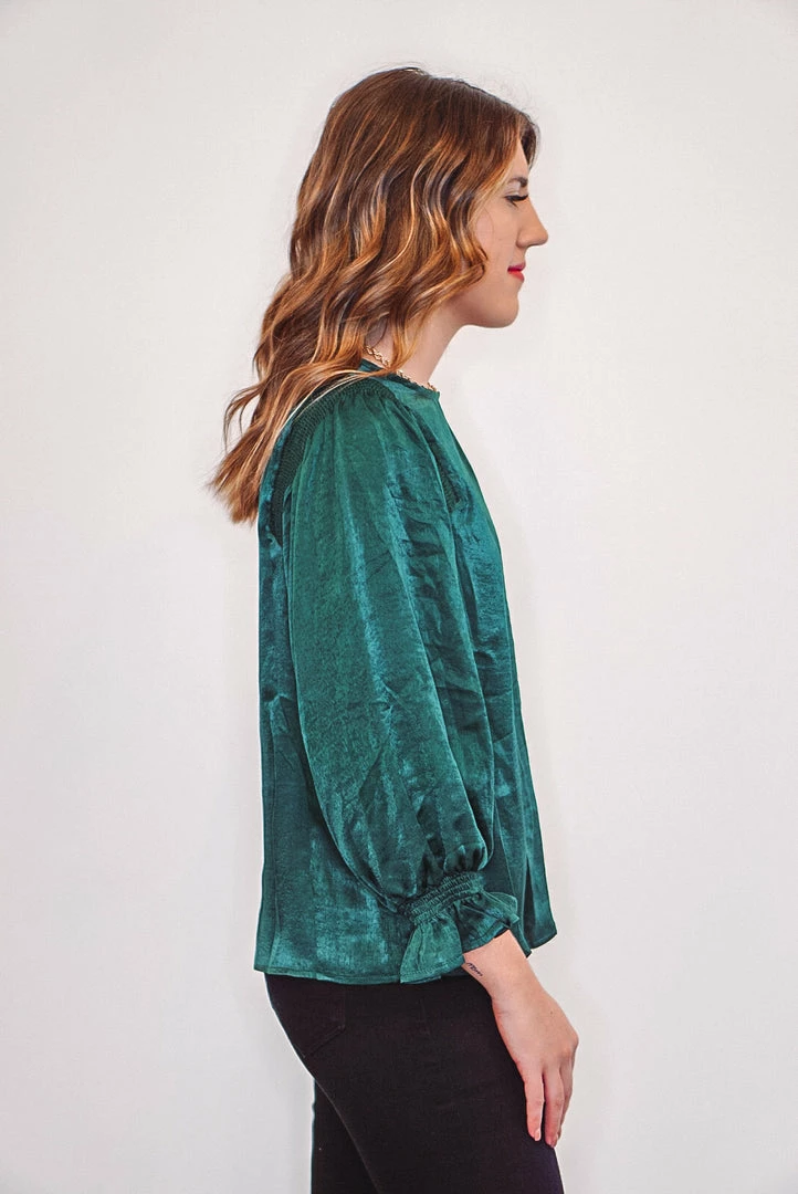 Purple Door Boutique Fabulous Hunter Green Satin Top 4 Purple Door Boutique Fabulous Hunter Green Satin Top