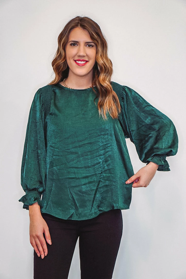 Purple Door Boutique Fabulous Hunter Green Satin Top 3 Purple Door Boutique Fabulous Hunter Green Satin Top