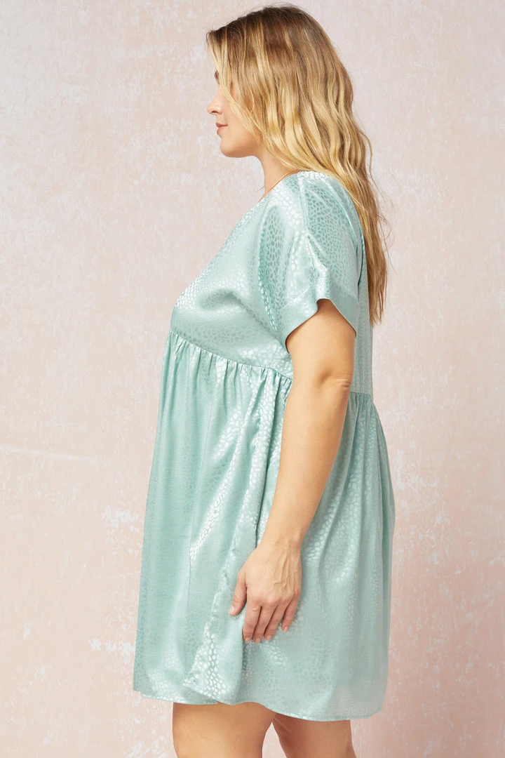 Purple Door Boutique Spotted Ways Sage Satin Babydoll Dress Summer SALE 3 Purple Door Boutique Spotted Ways Sage Satin Babydoll Dress Summer SALE