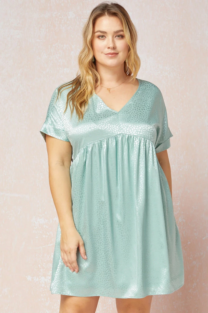 Purple Door Boutique Spotted Ways Sage Satin Babydoll Dress Summer SALE 1 Purple Door Boutique Spotted Ways Sage Satin Babydoll Dress Summer SALE