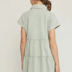 Purple Door Boutique Beachside Tiered Seafoam Denim Dress Ladies'