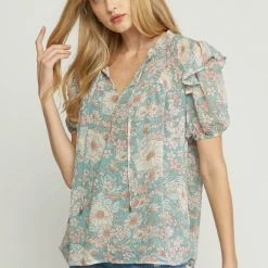 Purple Door Boutique Paradise Dreams Seafoam Babydoll Top Summer SALE