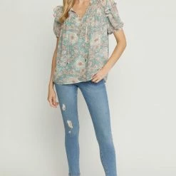 Purple Door Boutique Paradise Dreams Seafoam Babydoll Top Summer SALE