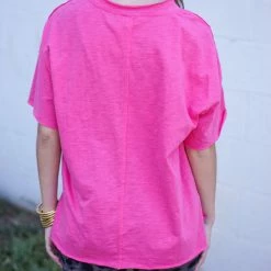 Purple Door Boutique Chasing Happiness Bright Pink Tee