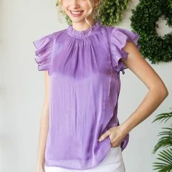 Purple Door Boutique Summer Shimmer Purple Ruffle Top