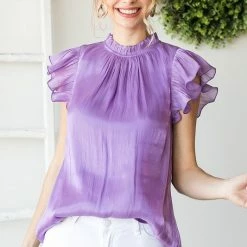 Purple Door Boutique Summer Shimmer Purple Ruffle Top