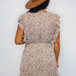 Purple Door Boutique Romantic Days Natural Floral Ruffle Sleeveless Dress