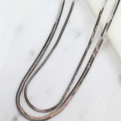 Purple Door Boutique Silver Herringbone Layered Necklace Jewelry