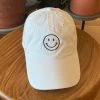 Purple Door Boutique Headwear Smiley Face White Baseball Cap