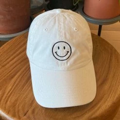Purple Door Boutique Headwear Smiley Face White Baseball Cap