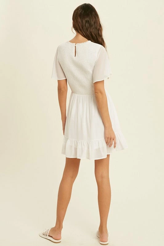 Purple Door Boutique Ivory Smocked Mini Dress 5 Purple Door Boutique Ivory Smocked Mini Dress