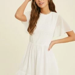 Purple Door Boutique Ivory Smocked Mini Dress 7 Purple Door Boutique Ivory Smocked Mini Dress