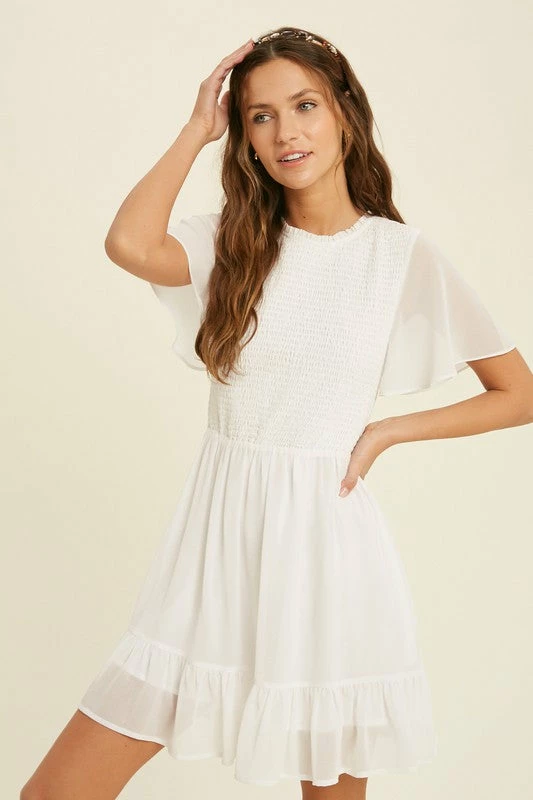 Purple Door Boutique Ivory Smocked Mini Dress 3 Purple Door Boutique Ivory Smocked Mini Dress