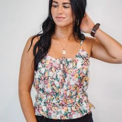 Purple Door Boutique Floral Cuteness Mauve Cropped Cami Tank