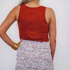 Purple Door Boutique Colorful Cream Smocked Mini Skirt Ladies'