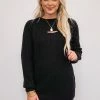 Purple Door Boutique Open Heart Black Sweater
