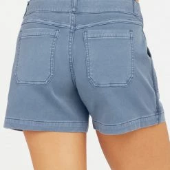 Spanx Stretch Twill Shorts In Slate Blue