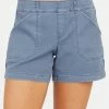 Spanx Stretch Twill Shorts In Slate Blue