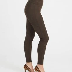 Spanx Faux Suede Leggings In Chocolate Brown