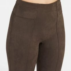 Spanx Faux Suede Leggings In Chocolate Brown
