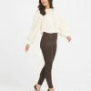 Spanx Faux Suede Leggings In Chocolate Brown