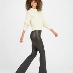 Spanx Leather-Like Flare Pants Noir Black