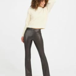 Spanx Leather-Like Flare Pants Noir Black