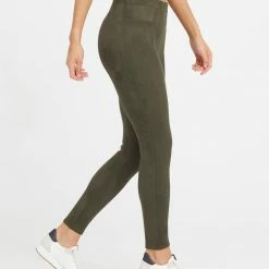 Spanx Faux Suede Leggings In Olive