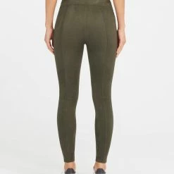 Spanx Faux Suede Leggings In Olive