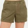 Spanx Stretch Twill Shorts In Olive