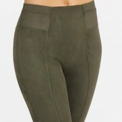 Spanx Faux Suede Leggings In Olive