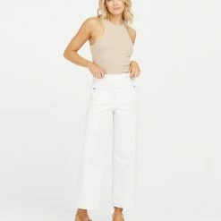 Spanx Stretch Twill Cropped Wide Leg Pant Bright White