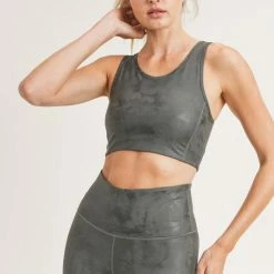 Mono B Athleisure Mono B Gun Metal Metallic Foil Sports Bra New Arrivals